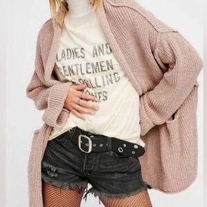 Free People High Tide Oversized Cardigan Drop Shoulder Open Front Shawl Sz XS